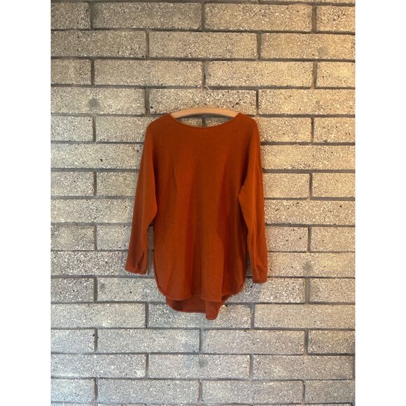 Rust Orange Long Sleeve Knit Sweater With Side Zippers - Picture 2 of 8